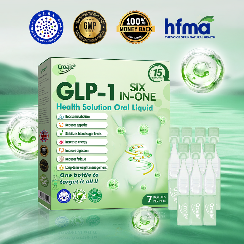 NHS 🇬🇧 Official Store 🇬🇧 | Croaie® 👩‍⚕️GLP-1 6-in-1 Health Solution Oral Solution (Only once a day, visible changes within 7 days) for obesity, cardiovascular health, diabetes, sleep apnea, intestinal health, joint problems, etc🧘