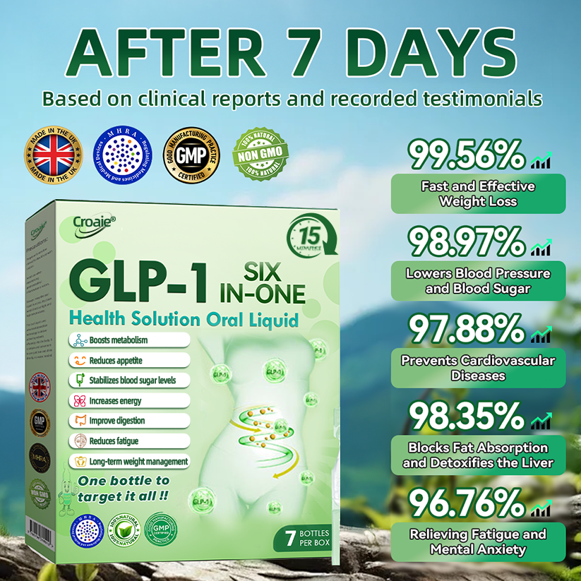 NHS 🇬🇧 Official Store 🇬🇧 | Croaie® 👩‍⚕️GLP-1 6-in-1 Health Solution Oral Solution (Only once a day, visible changes within 7 days) for obesity, cardiovascular health, diabetes, sleep apnea, intestinal health, joint problems, etc🧘