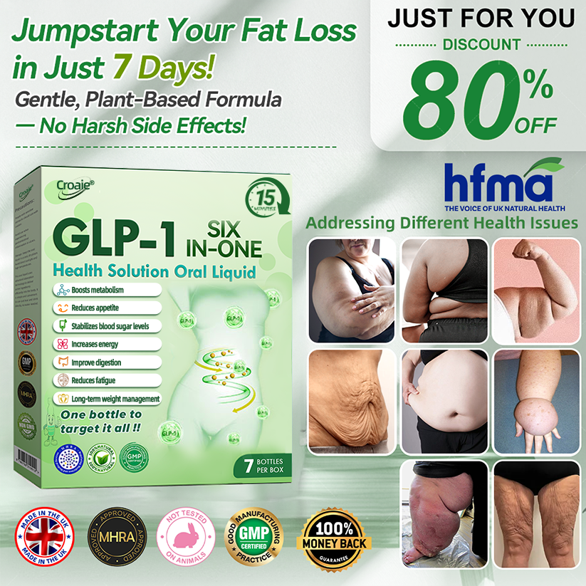 NHS 🇬🇧 Official Store 🇬🇧 | Croaie® 👩‍⚕️GLP-1 6-in-1 Health Solution Oral Solution (Only once a day, visible changes within 7 days) for obesity, cardiovascular health, diabetes, sleep apnea, intestinal health, joint problems, etc🧘