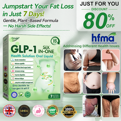 NHS 🇬🇧 Official Store 🇬🇧 | Croaie® 👩‍⚕️GLP-1 6-in-1 Health Solution Oral Solution (Only once a day, visible changes within 7 days) for obesity, cardiovascular health, diabetes, sleep apnea, intestinal health, joint problems, etc🧘