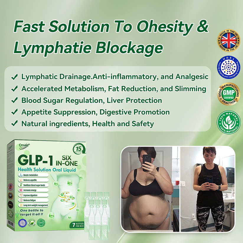 NHS 🇬🇧 Official Store 🇬🇧 | Croaie® 👩‍⚕️GLP-1 6-in-1 Health Solution Oral Solution (Only once a day, visible changes within 7 days) for obesity, cardiovascular health, diabetes, sleep apnea, intestinal health, joint problems, etc🧘