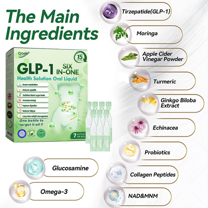 NHS 🇬🇧 Official Store 🇬🇧 | Croaie® 👩‍⚕️GLP-1 6-in-1 Health Solution Oral Solution (Only once a day, visible changes within 7 days) for obesity, cardiovascular health, diabetes, sleep apnea, intestinal health, joint problems, etc🧘
