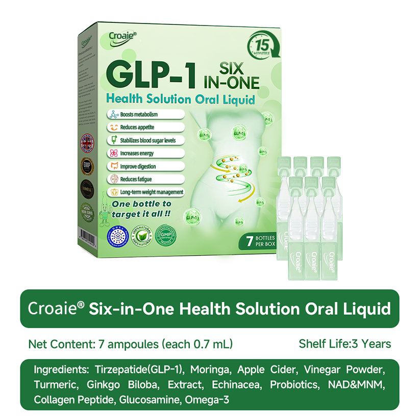 NHS 🇬🇧 Official Store 🇬🇧 | Croaie® 👩‍⚕️GLP-1 6-in-1 Health Solution Oral Solution (Only once a day, visible changes within 7 days) for obesity, cardiovascular health, diabetes, sleep apnea, intestinal health, joint problems, etc🧘
