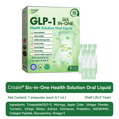 NHS 🇬🇧 Official Store 🇬🇧 | Croaie® 👩‍⚕️GLP-1 6-in-1 Health Solution Oral Solution (Only once a day, visible changes within 7 days) for obesity, cardiovascular health, diabetes, sleep apnea, intestinal health, joint problems, etc🧘